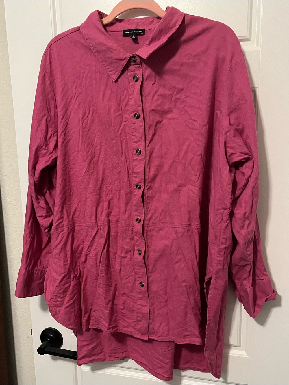 Universal Standard Pink Linen Long Sleeve Button-Up Shirt - Small 14/16